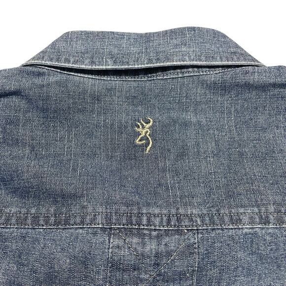 Browning Denim Shirt Men Size XL Heavy Hunting Jean Button Down Denim Cotton - Picture 7 of 10